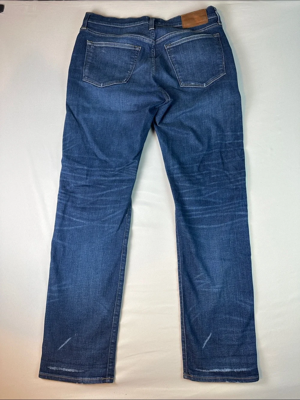 J. Crew Relaxed Fit Jeans 770 Straight Dark Blue Wash Distressed